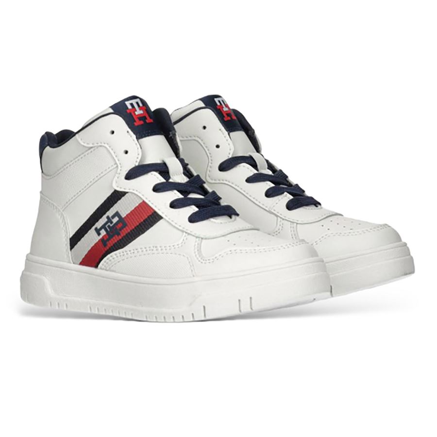 Sneaker alta allacciata stripes da bambino Tommy Hilfiger | T3X9331211355A473X